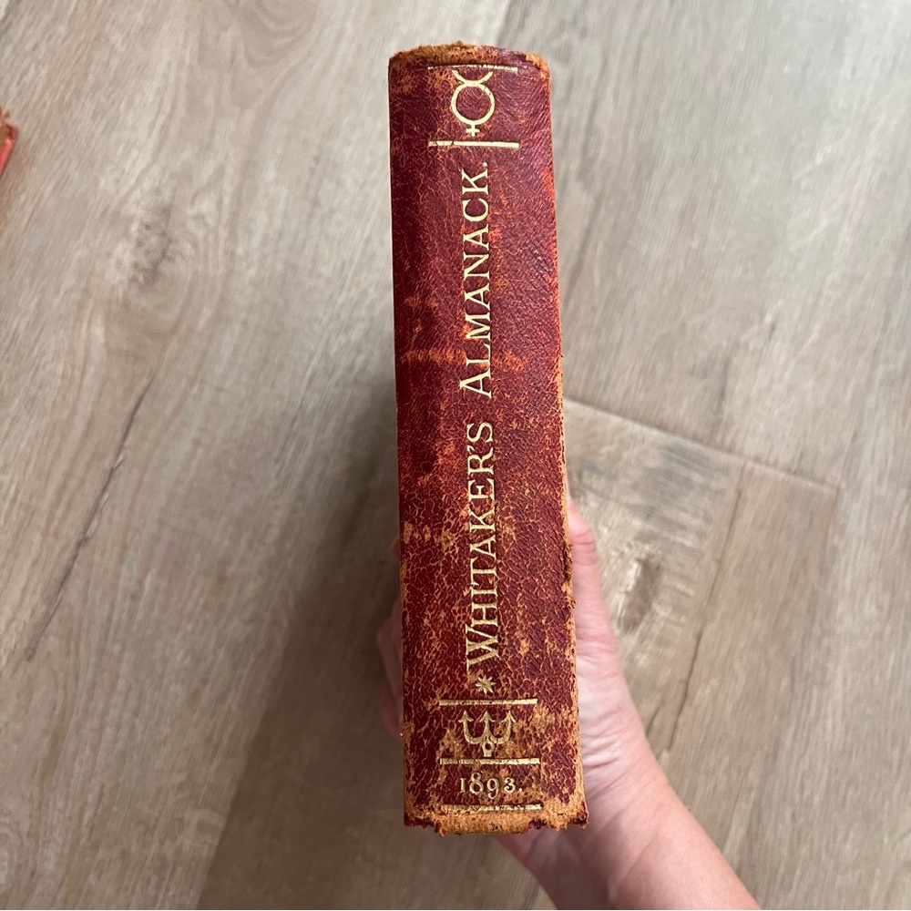 Rare Antique Book Whitaker's Almanack 1893 Hardcover By J. Whitaker & Sons